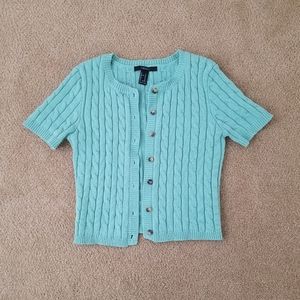 90s Style Short Sleeve Knit Button Up Cardigan